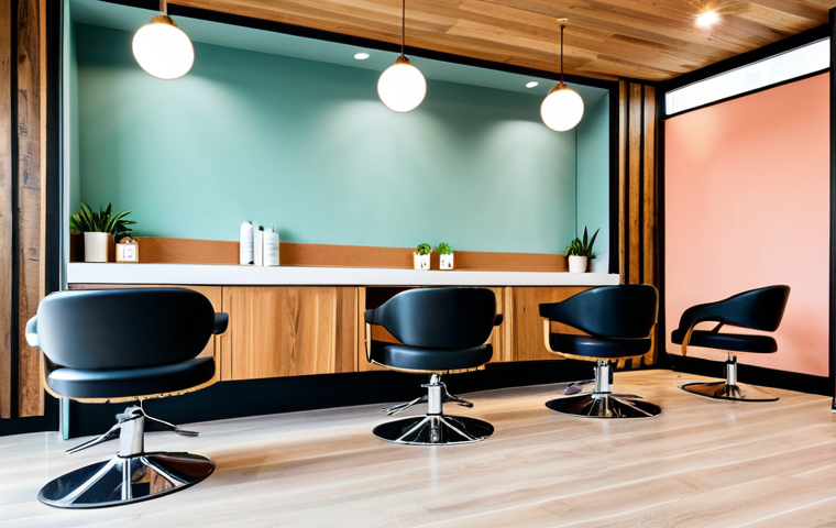 헤어디자이너 미용실 인테리어 - Salon Color Palette & Materials**

"A modern hair salon interior featuring a harmonious blend of nat...