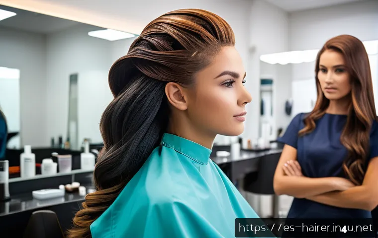 헤어디자이너 전문과정 학원 추천 - A modern beauty academy classroom scene in Spain, showing diverse students practicing hairstyling te...